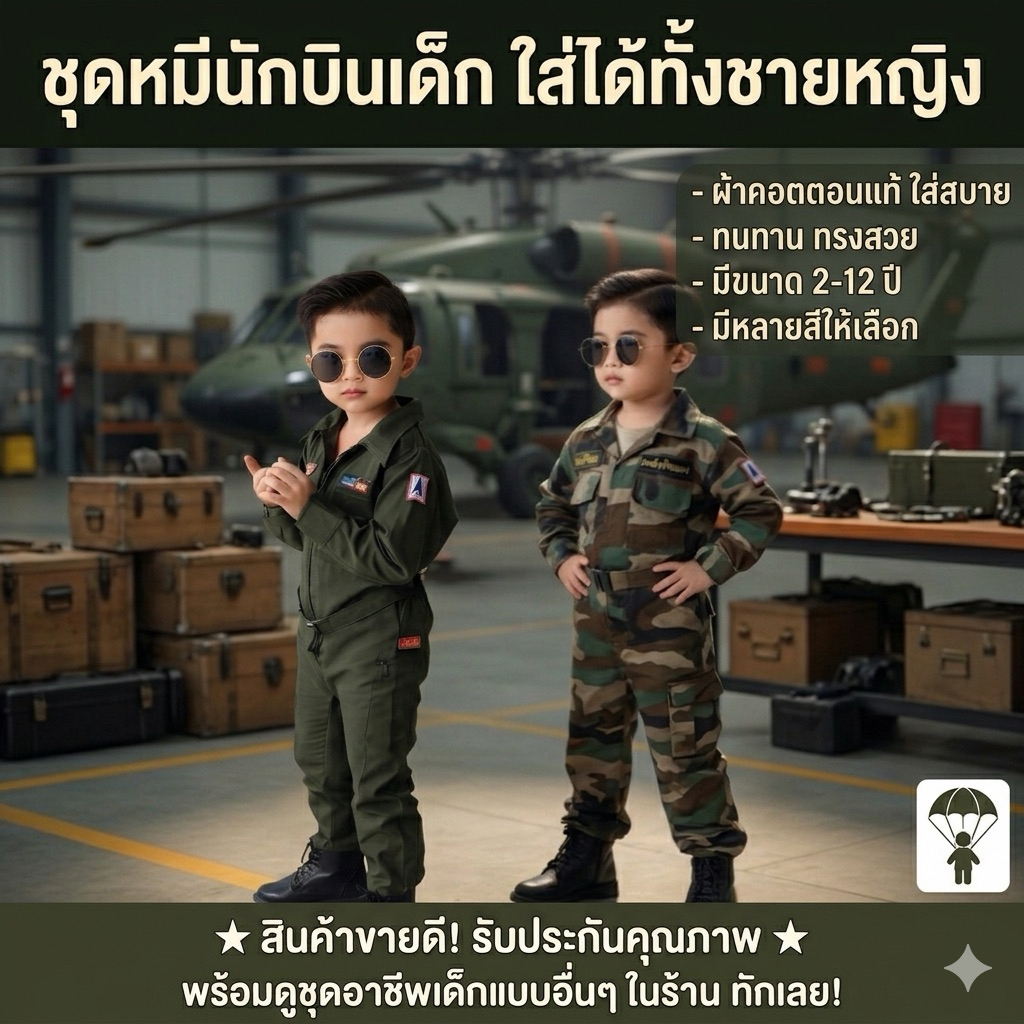 ชุดอาชีพเด็ก ชุดนักบินเด็ก ชุดทหารเด็ก 6เดือน-12ปี