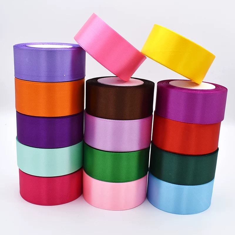 ริบบิ้นผ้าซาติน หน้ากว้าง ริบบิ้นตกแต่ง DIY 4CM ยาว 25 หลา ริบบิ้นทำโบว์ ตกแต่ง ริบบินผ้าซาติน