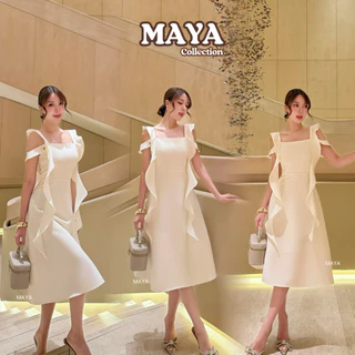 เดรสสั้นไปงาน ชุดไปงาน s-3xlผ้าอัดกาวอยู่ทรงสวย MAYA ดูแพง G153 สะโพกฟรี