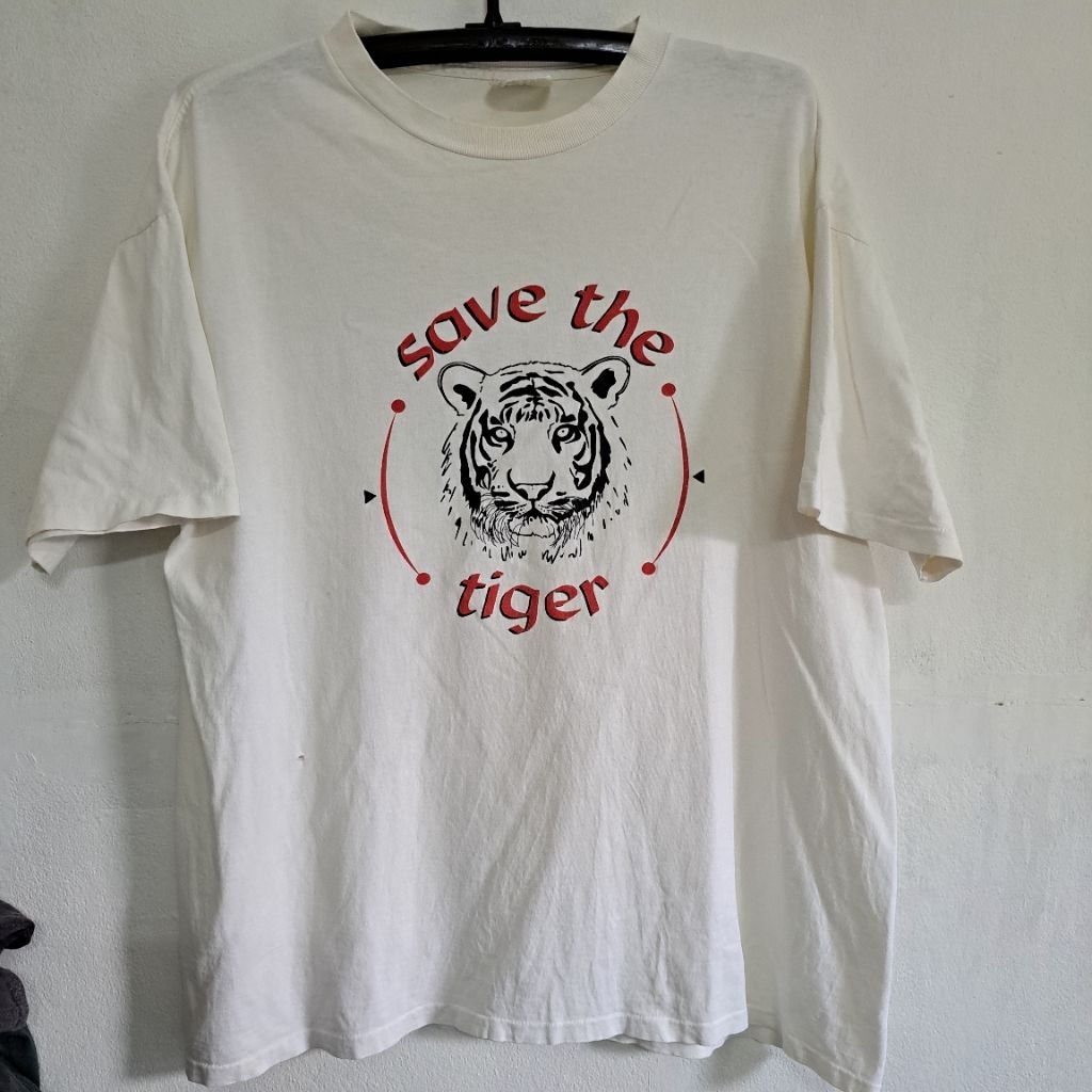 เสื้อวินเทจมือสองตะเข็บเดี่ยว Save the tiger 24"/27.5"