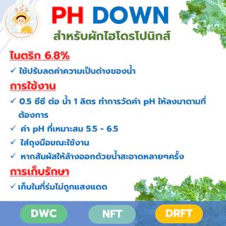 PH DOWN ขนาด 1 ลิตร ใช้ลดค่า PH แก้ปัญหาน้ำเป็นด่างสำหรับผักไฮโดรโปนิกส์ ผักดูดซึมธาตุอาหารได้ดีขึ้น