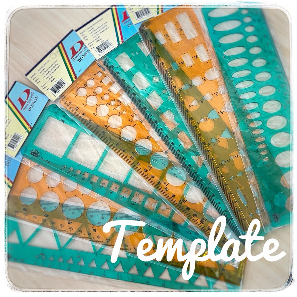 เทมเพลต ไม้บรรทัดเทมเพลต template รูปเรขาคณิต ไฟฟ้า คอมพิวเตอร์ ยาว 25 cm