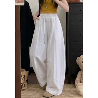 [Trendy solid color wide leg pants]เวอร์ชั่นเกาหลีเทรนด์ผู้หญิงสีทึบกีฬาลำลองกางเกงขากว้าง