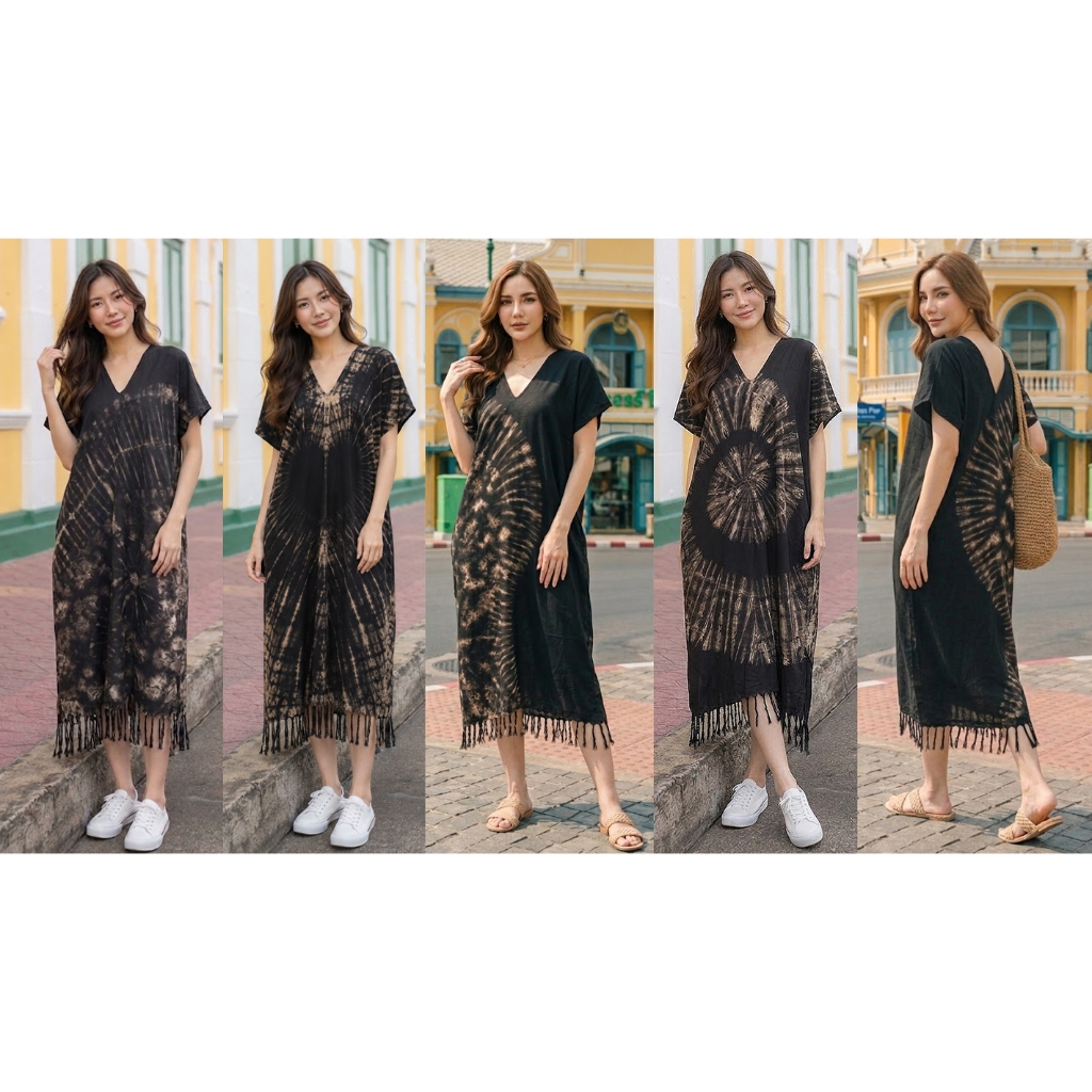เดรสมัดย้อมคุณนาย ผ้าเบา ใส่สบายคละสี