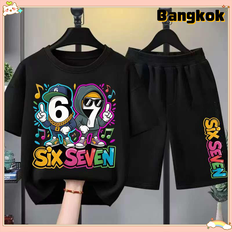 [พร้อมส่ง] ชุดเด็กชาย kidsเสื้อยืดเด็ก 67 ลวดลายพิมพ์ เสื้อยืดเด็ก คอตตอน ชุดลำลอง 2 ชิ้น แฟชั่น สำหรับเด็กชายตัวเล