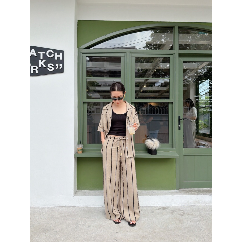 Norla linen set by thesimple เซทลินินขายาว ใส่ 2 ลุค ลายทาง
