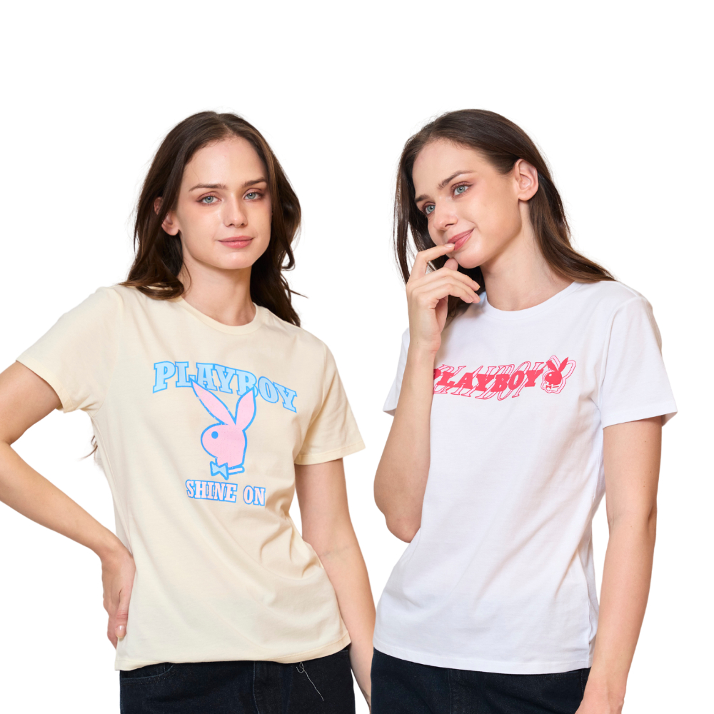 PLAYBOY 06PB เสื้อT-Sh  เสื้อผ้าผู้หญิง/เสื้อ/เสื้อยืดสีขาว รุ่น P1WT265TB022WH P1WT265TB031CR