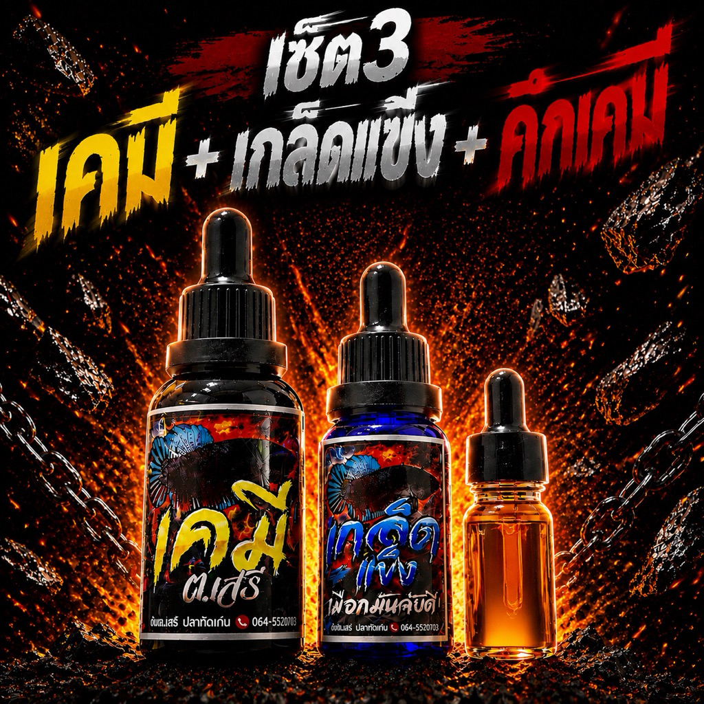 เช็ต3) คึกเคมี+เคมี30ml+วิตามินเกล็ดแข็ง ชุดเลี้ยงปลากัดสายสนาม
