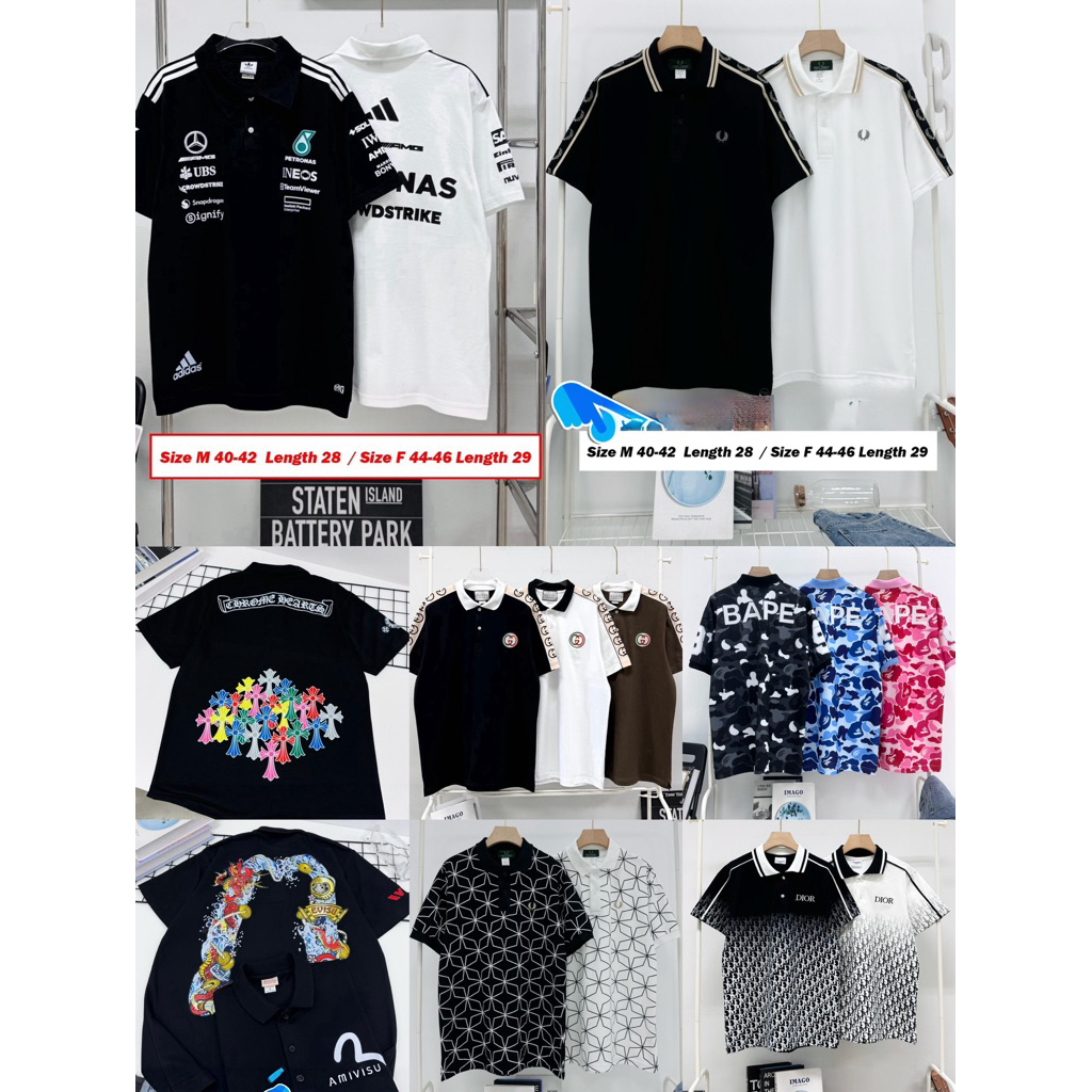 🔥เสื้อยืดคอปกรวมแบรนด์ Size M  F สิ้นค้าขายดี🔥