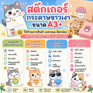 สติ๊กเกอร์ฉลากสินค้า ผลิตพร้อมไดคัท ราคาถูก ขนาดA3+ (ออกแบบฟรี)