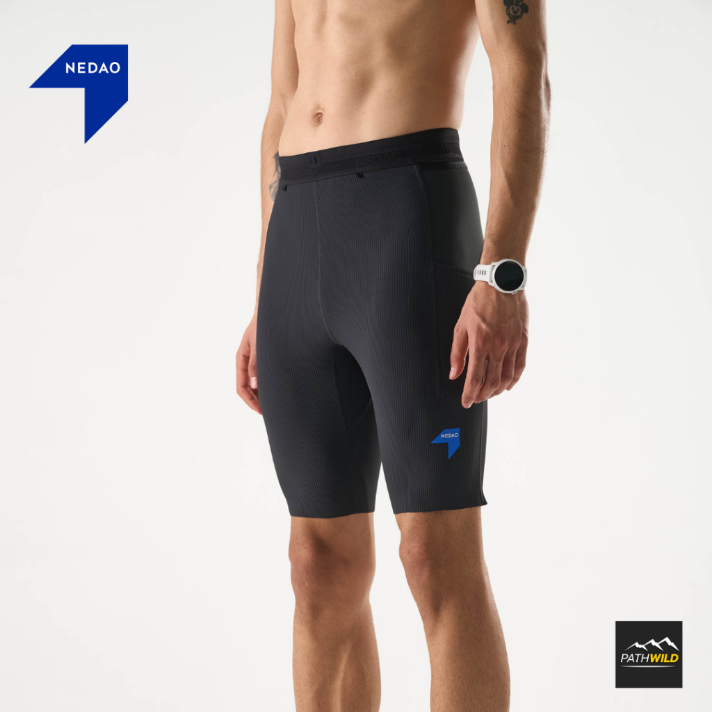NEDAO MEN'S VELOCITY X PRO TRAIL HALF TIGHTS - 1/2 LENGTH กางเกงวิ่งออกกำลังกายรัดกล้ามเนื้อ ช่องใส่ของเยอะ