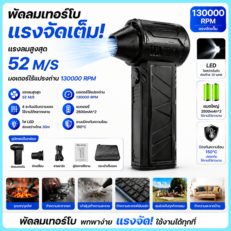 AMKE 130000Rpm Turbofan ความเร็วลม 52ม./ส กําจัดฝุ่น พัดลมเจ็ทกําลังสูง พร้อม เครื่องเป่าฝุ่น เครื่องปัดฝุ่นขนาดเล็กทรง รุนแรง เร็วสูงลมแรงกําจัดฝุ่น เหมาะสําหรับการทําความสะอาดอิเล็กทรอนิกส์การตั้งแคมป์กลางแจ้ง Dust removal fan