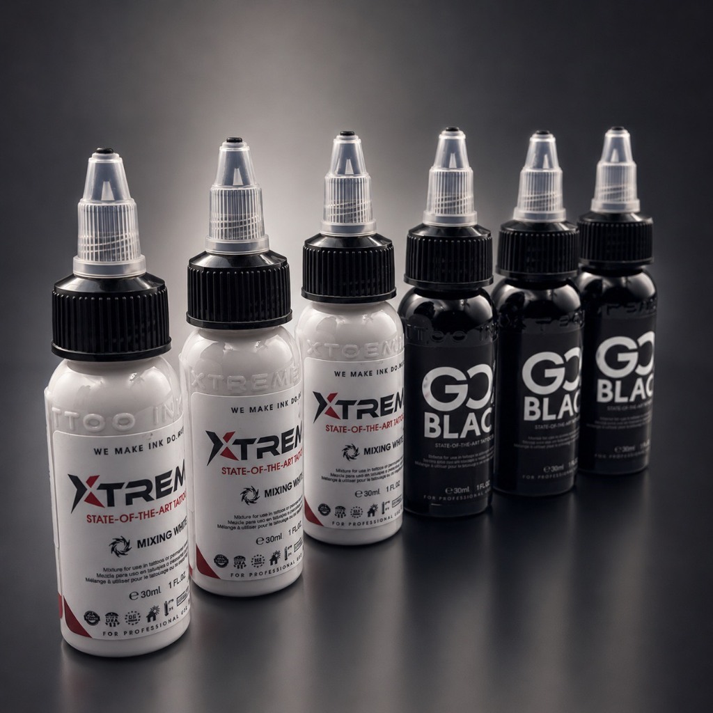 หมึกสักตัว Xtreme แท้ สีขาวตัดเส้น สีขาวผสม สีดำ รูปที่ 5