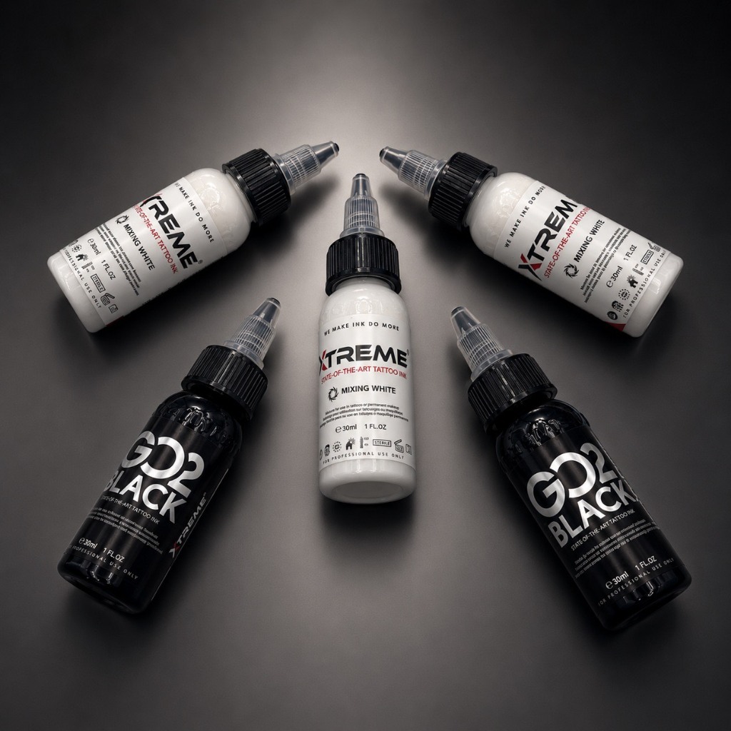หมึกสักตัว Xtreme แท้ สีขาวตัดเส้น สีขาวผสม สีดำ รูปที่ 3