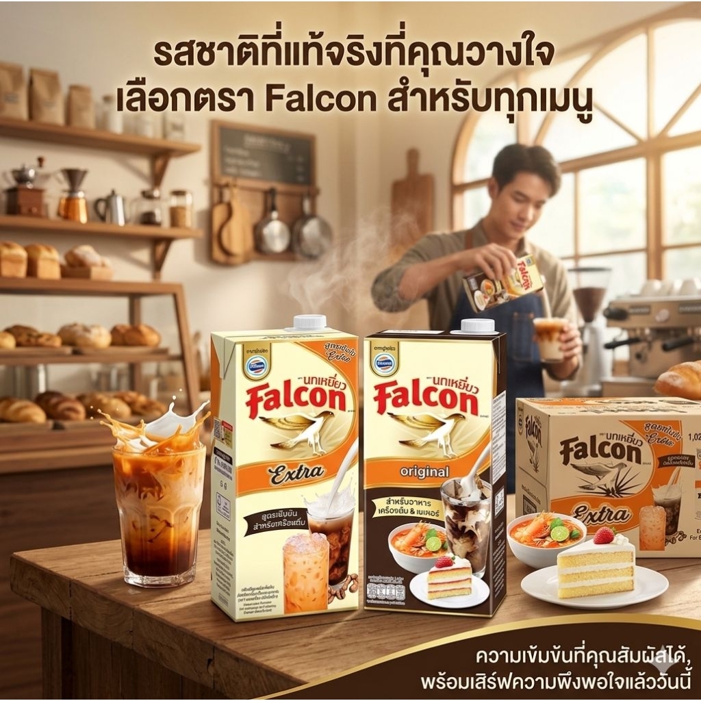 Falcon นกเหยี่ยว นมข้นจืด เอ็กซ์ตร้า/ปรุงแต่ง ขนาด 1 ลิตร ยกลัง 12 กล่อง ราคาถูก Shopee Lazada