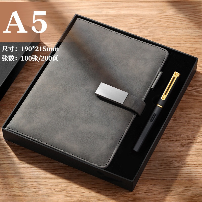 ชุดของขวัญปากกาไดอารี่ ขายส่ง A5 สมุดโน้ตพร้อมหัวเข็มขัดหนา บันทึกการประชุม สมุดโน้ตสำหรับสำนักงานธุรกิจ ชุดสมุดของขวัญ
