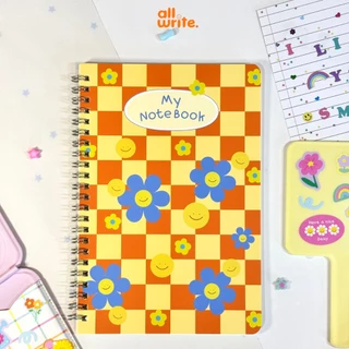 allwrite สมุดริมลวด แบบมีเส้น ลายดอกไม้ A5 จำนวน 50 แผ่น AW490