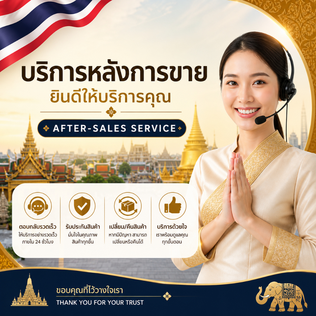 บริการหลังการขายมืออาชีพ ไร้กังวล รับดูแลเฉพาะคำสั่งซื้อในประเทศไทยเท่านั้น