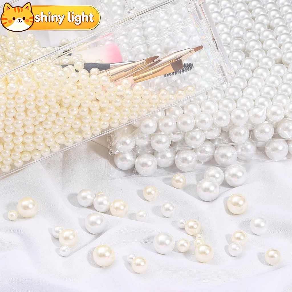 ลูกปัดไข่มุกเทียมไม่มีรู 2-18 มม. 20-500 ชิ้นต่อแพ็ค อุปกรณ์ DIY ตกแต่งที่คาดผม เข็มกลัด งานสายครีม