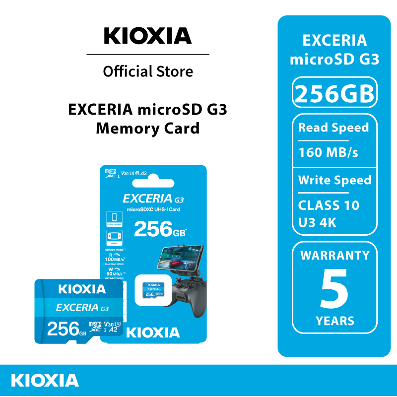 KIOXIA EXCERIA MicroSD G3 CL10 U3 4K Class R160MB/s ความจุ 256 GB Memory card การ์ดหน่วยความจำ (LMEX