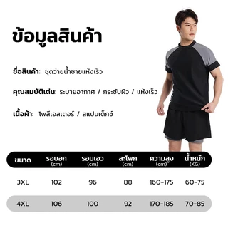 ชุดว่ายน้ำชาย 2ชิ้น สไตล์สปอร์ตเกาหลี เสื้อแขนสั้น+กางเกงขาสั้น2ชั้น มีซับในกันโป๊