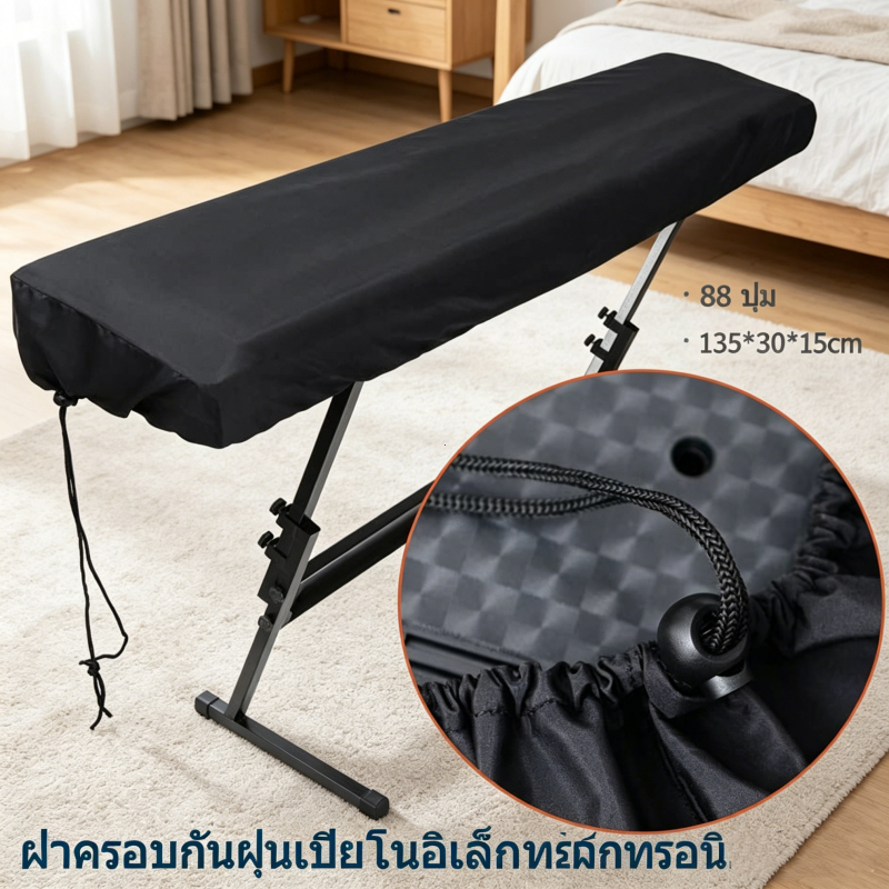 Keys Cover ผ้าคลุมแป้นเปียโนไฟฟ้า ยืดหยุ่นกันฝุ่น ใส่ได้ทุกรุ่นคีย์บอร์ด