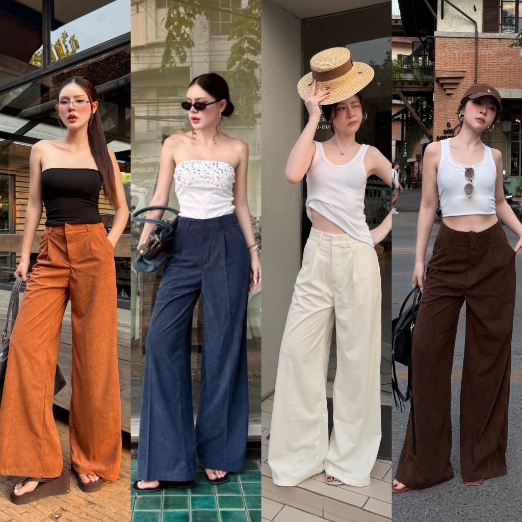 SUMMER PANTS กางเกงขากระบอกใหญ่ ผ้าลูกฟูก