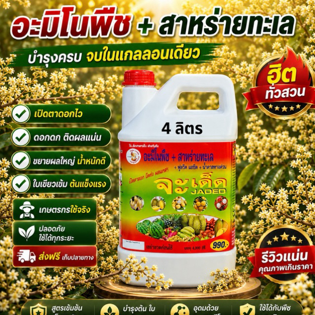 จะเด็ด เปิดตาดอก  ยืดช่อ ผสมเกสร ขั้วเหนียว ฮอร์โมนฉีดพ่นทางใบ