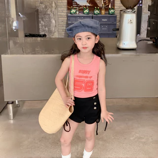PRINCESS KESLI เสื้อครอปแขนกุดเด็ก เสื้อแขนกุดเด็กผู้หญิง เสื้อกล้ามเด็กผู้หญิง เสื้อยืดเด็กหญิง สไตล์เกาหลี 2-12 ปี