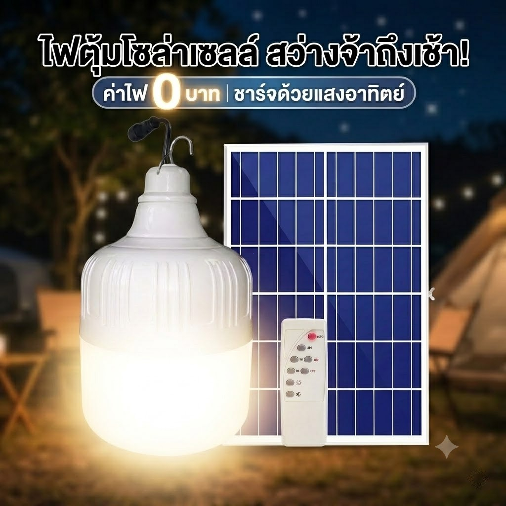 【รับประกัน30ปี】ไฟโซล่าเซลล์ 400000W หลอดไฟ ไฟโซล่าเซลล์ ไฟ led ไฟฉุกเฉิน กันน้ำกลางแจ้ เปิด-ปิด อัตโนมัติ