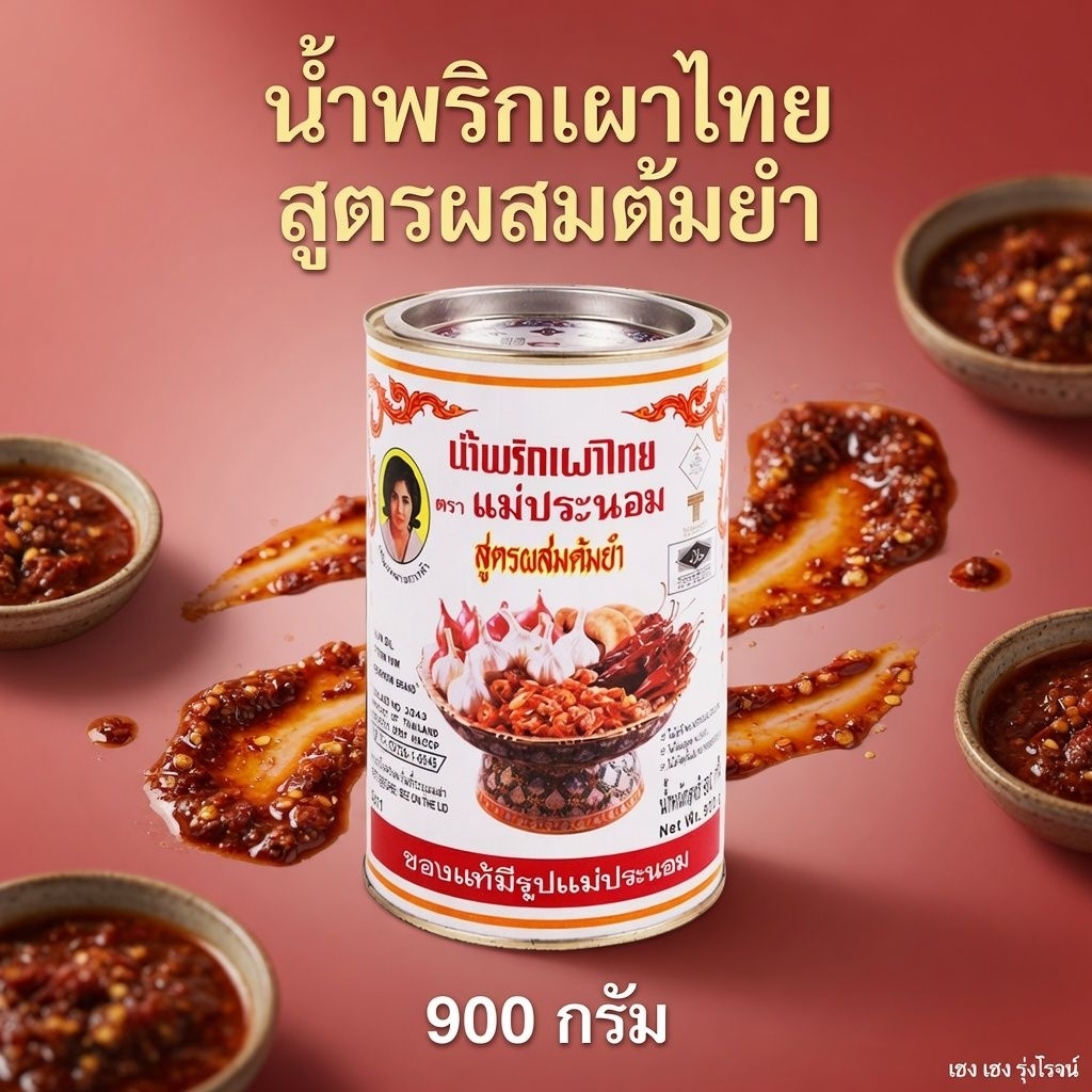 ตราแม่ประนอม น้ำพริกเผาไทย สูตรต้มยำ 900g