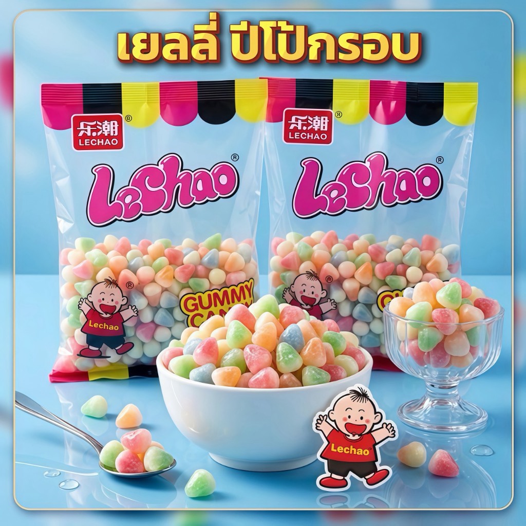 LeChao เยลลี่ปีโป้กรอบสายรุ้งรสผลไม้รวม กรอบกรุบ หอมหวาน เคี้ยวมัน ฟินทุกคำ ถุงใหญ่สุดคุ้มค่า 1 กิโลกรัม คุ้มสุดๆ