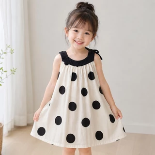 Hania Kids พร้อมส่ง ชุดเด็กผู้หญิง พร้อมส่ง ชุดเดรสกระโปรง ลายทาง ลายจุดน่ารัก - K3124501