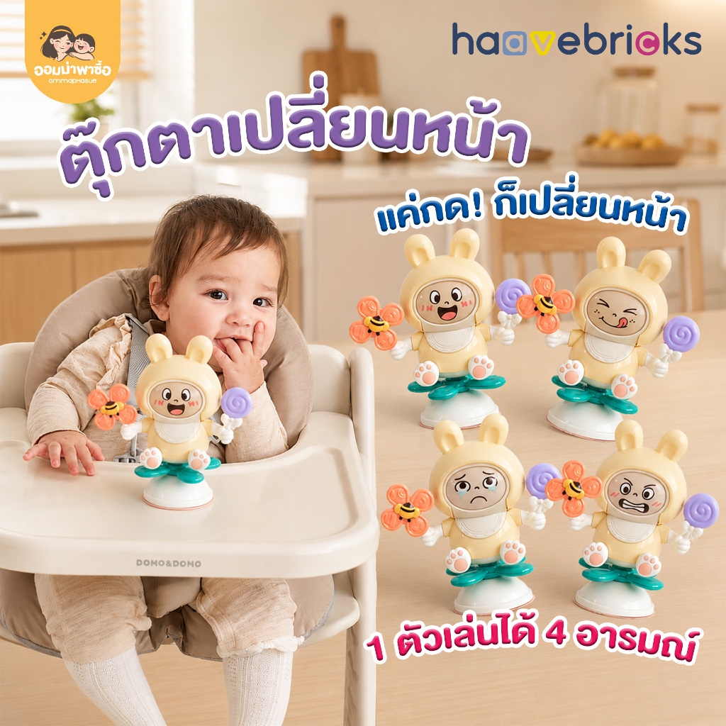 HaaveBricks ตุ๊กตาเปลี่ยนหน้า กดเปลี่ยน 4 หน้า ของเล่นบนโต๊ะทานข้าวเด็ก