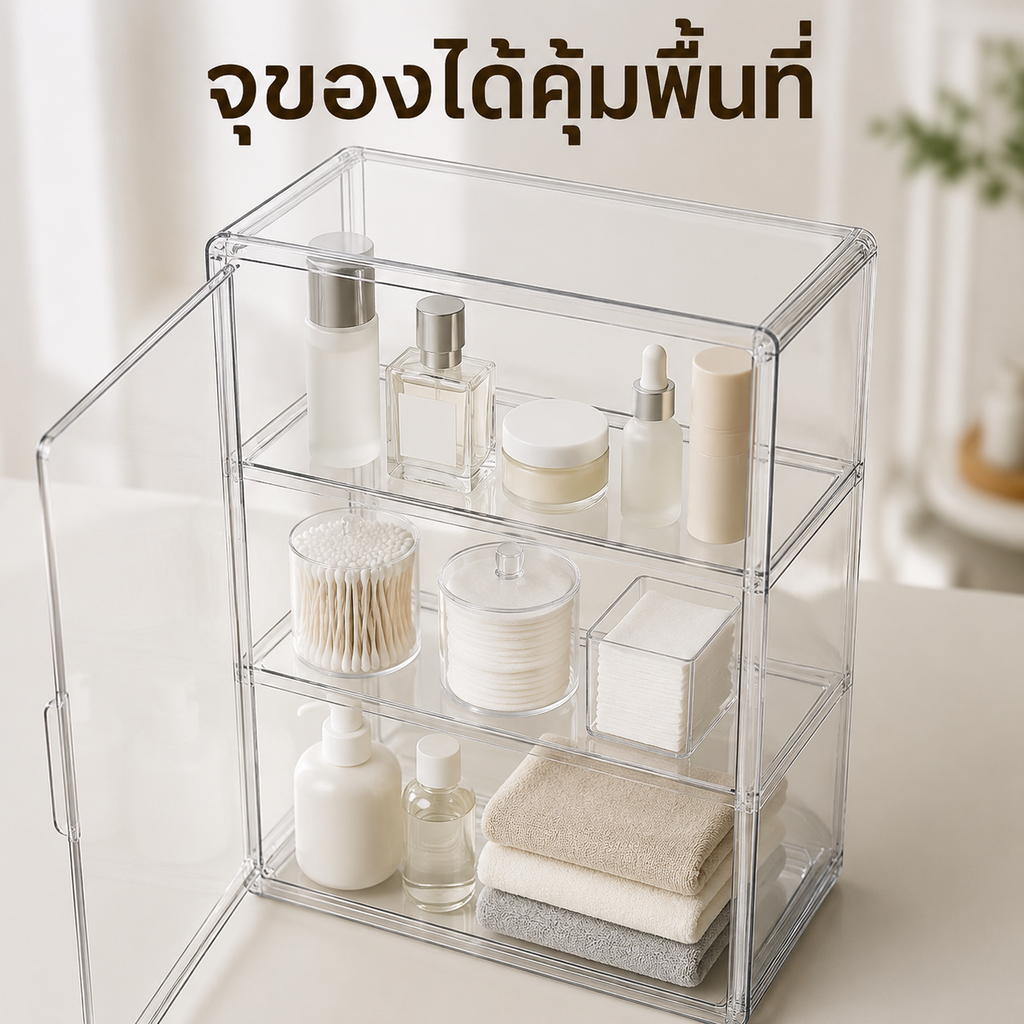 ประหยัดพื้นที่ กล่องเก็บอะคริลิค ใส สะดวกใช้ โต๊ะเรียน เก็บปินแบดจ์ กระจ่างใส ทนทาน