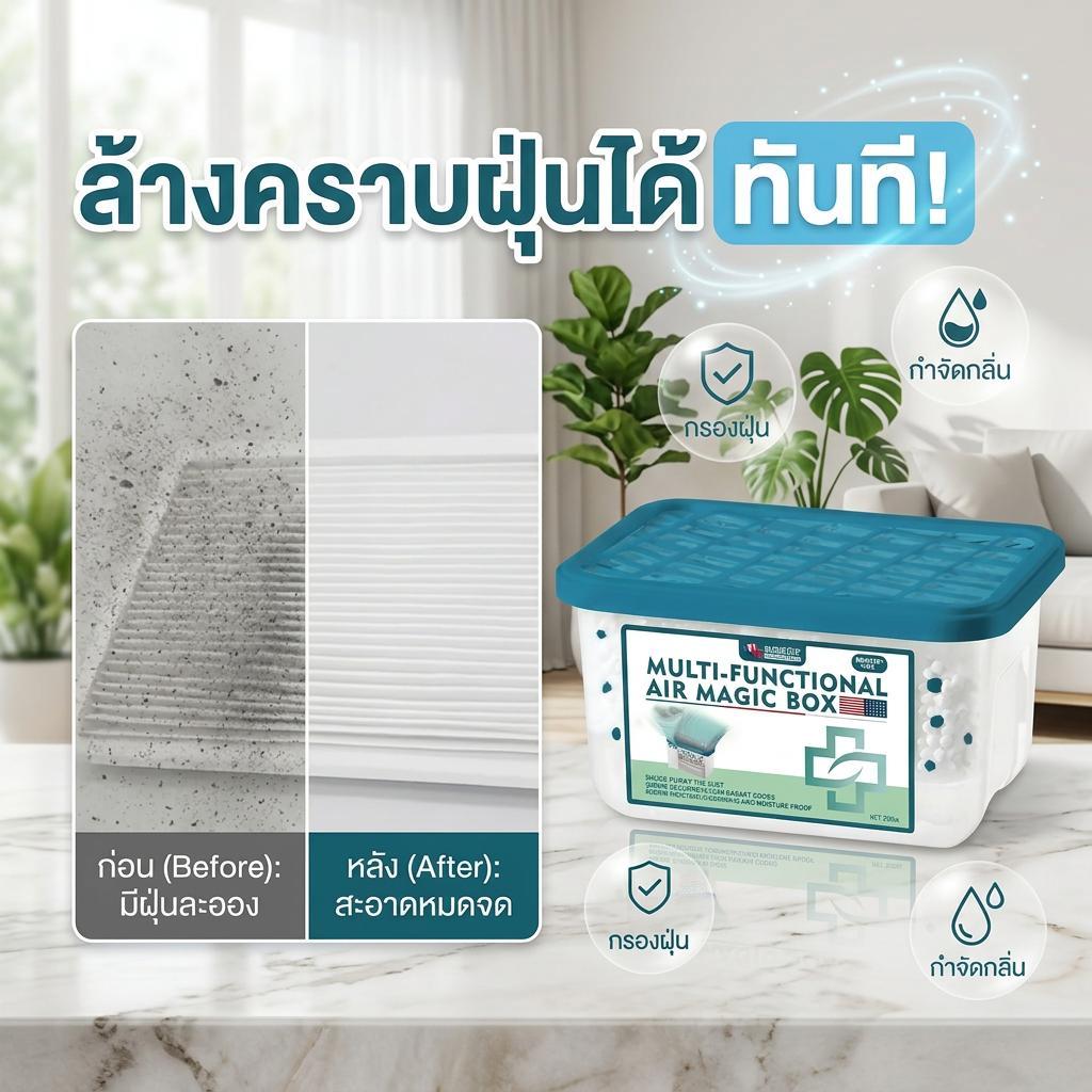 ✨กำจัดฝุ่นประสิทธิภาพสูง 99.9%✨ฟอกอากาศ กล่องกำจัดฝุ่น กำจัดฝุ่น ลดกลิ่นอับและสิ่งสกปรก ใช้ได้ทุกห้อง เห็นผลทันที