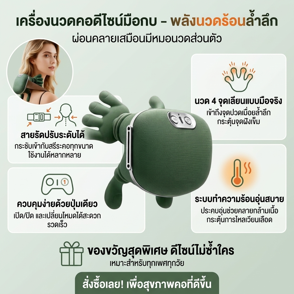 เครื่องนวดไหล่และคอ Trapezius 10 หัวนวดเสมือนจริง ปรับกระชับได้ ยืดหดได้ ใช้งานง่าย