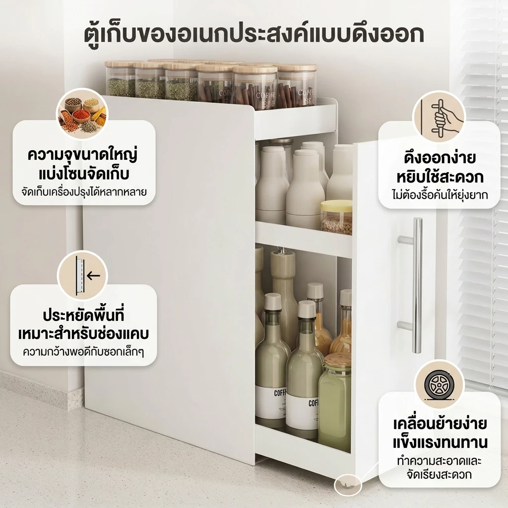 ชั้นวางเครื่องปรุบบลิ้ เหล็กคาร์บอน กันสนิม ปรับยืดได้ จุเยอะ ประหยัดพื้นที่ กันฝุ่น