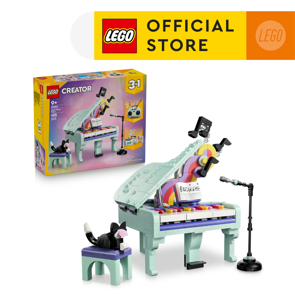 LEGO Creator 3in1 31392 Music Decor Piano with Cat (485 Pieces), Building Blocks, Kids Toy
