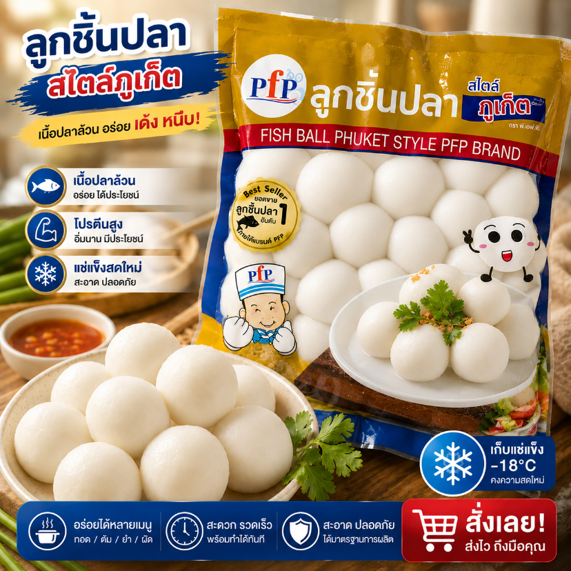 พีเอฟพี ลูกชิ้นปลาสไตล์ภูเก็ต 500 ก.