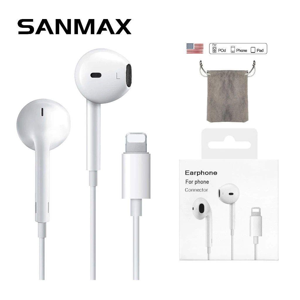 Sanmax D14 หูฟัง Lightning มีไมค์ เสียงดี สำหรับ iPhone