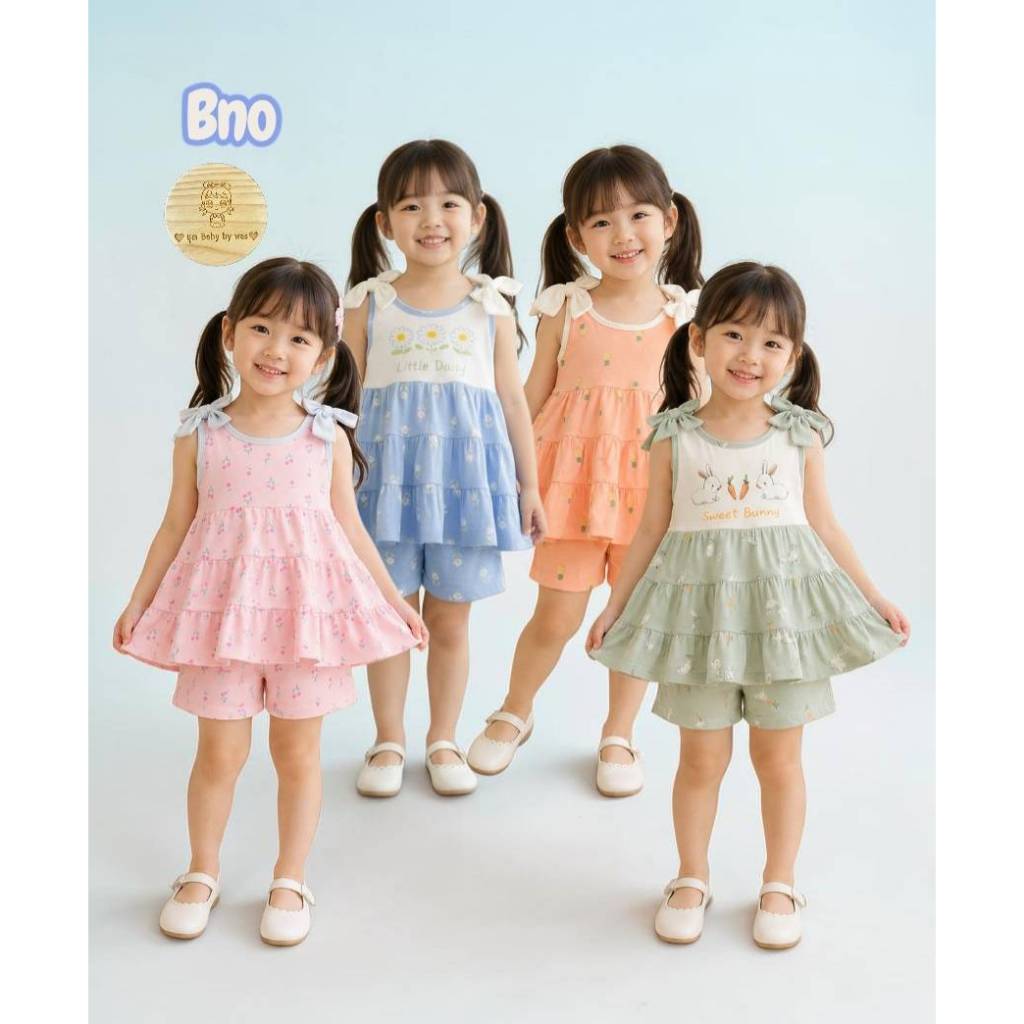 Bno ชุดเซตเด็กผู้หญิง แนวซัมเมอร์ 1-5 ขวบ