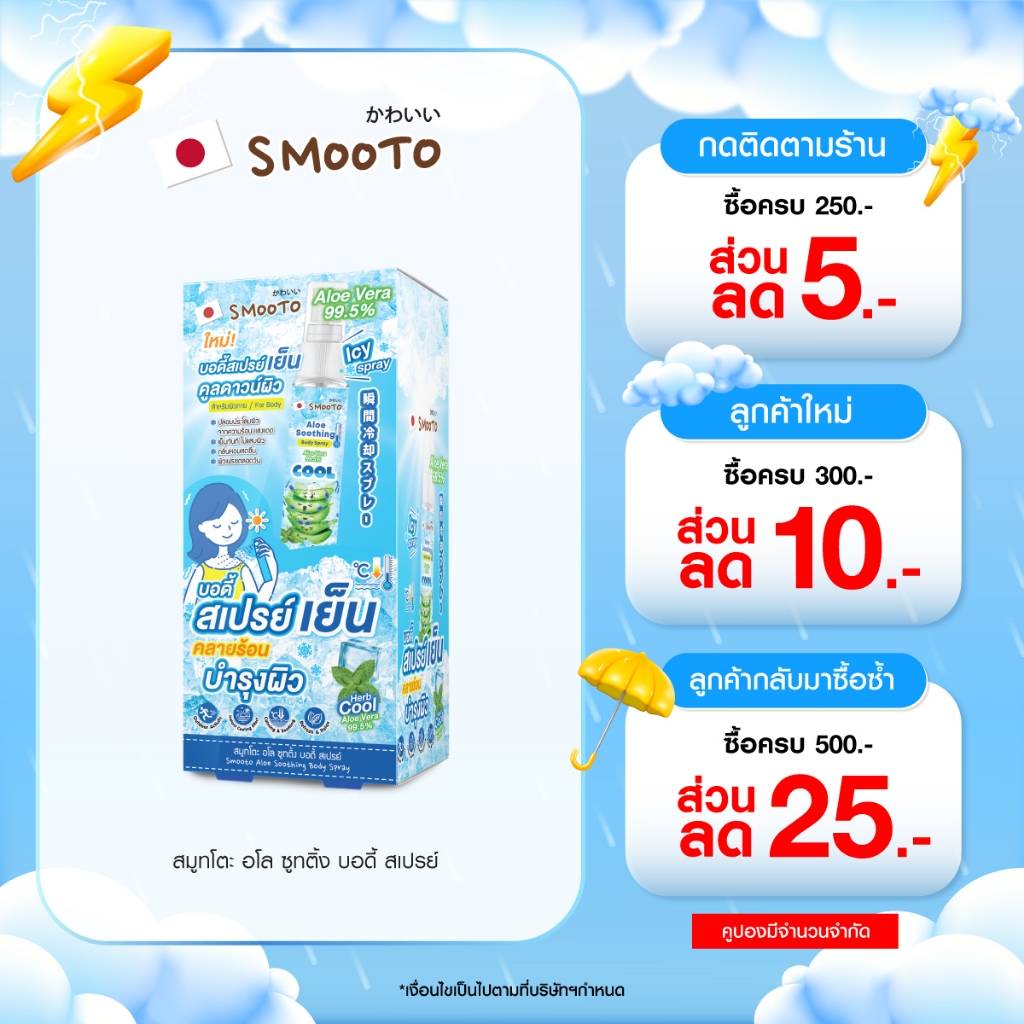 SMOOTO Official สมูทโตะ อโล ซูทติ้ง บอดี้ สเปรย์ (SMT148/กล่อง)