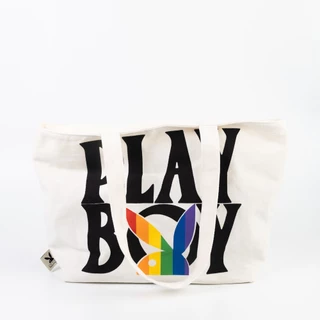 PLAYBOY รุ่น PRIDE SHOPPING BAG (GWP) กระเป๋าสะพายช้อปปิ้งทรงโท้ท รหัส ST-F262PB013-WH สี ECRU