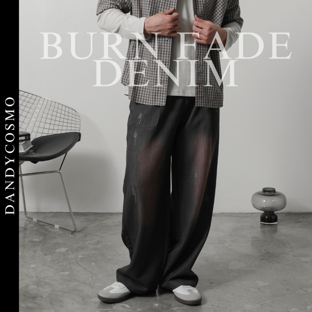 DANDY COSMO | กางเกงยีนส์ดำเฟส ดีเทลขูด รุ่น Burn Fade Denim ✖️NO RESTOCK EDITION