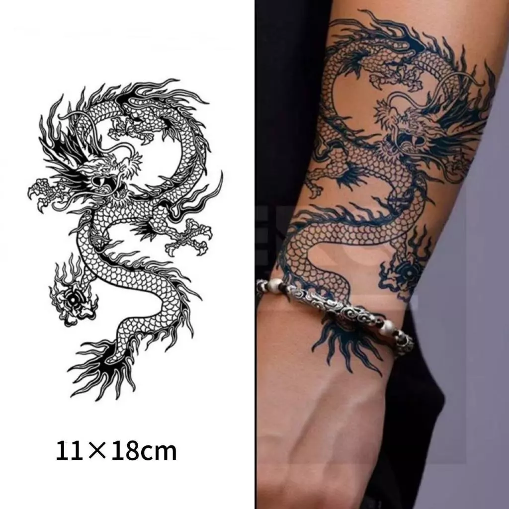 ส่งCODในไทย📦Magic Tattoo สติ๊กเกอร์แทททูลายโทเท็มมังกรเหมือนสักจริง กันน้ำ ไม่เจ็บผิว ติดทนนาน15 วัน