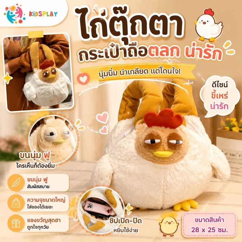 🔥มีในสต๊อก🔥ไก่ตุ๊กตากระเป๋าน่าเกลียดกระเป๋าถือตลก น่ารัก ไก่กระเป๋าผู้หญิงของขวัญวันเกิด