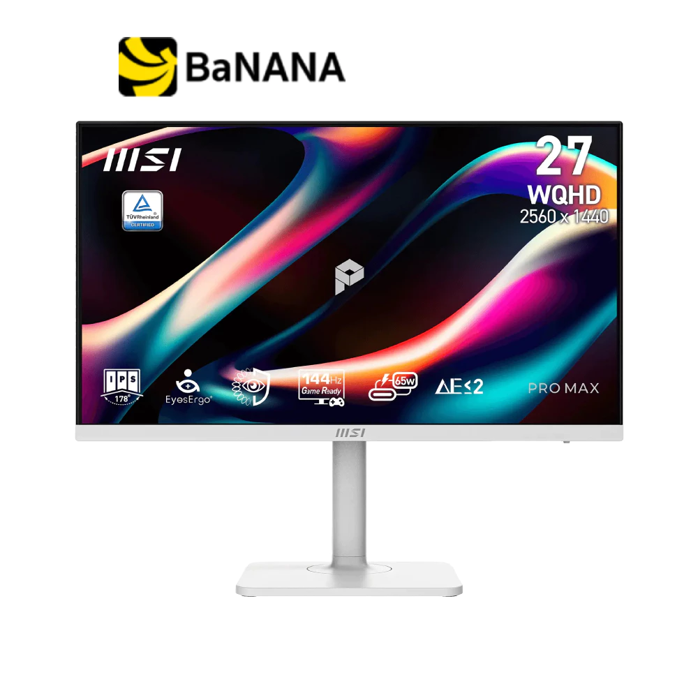 จอมอนิเตอร์ MSI PRO MAX 271QPHW E14 (IPS 2K 144Hz USB-C 65W SPK PIVOT) by Banana IT