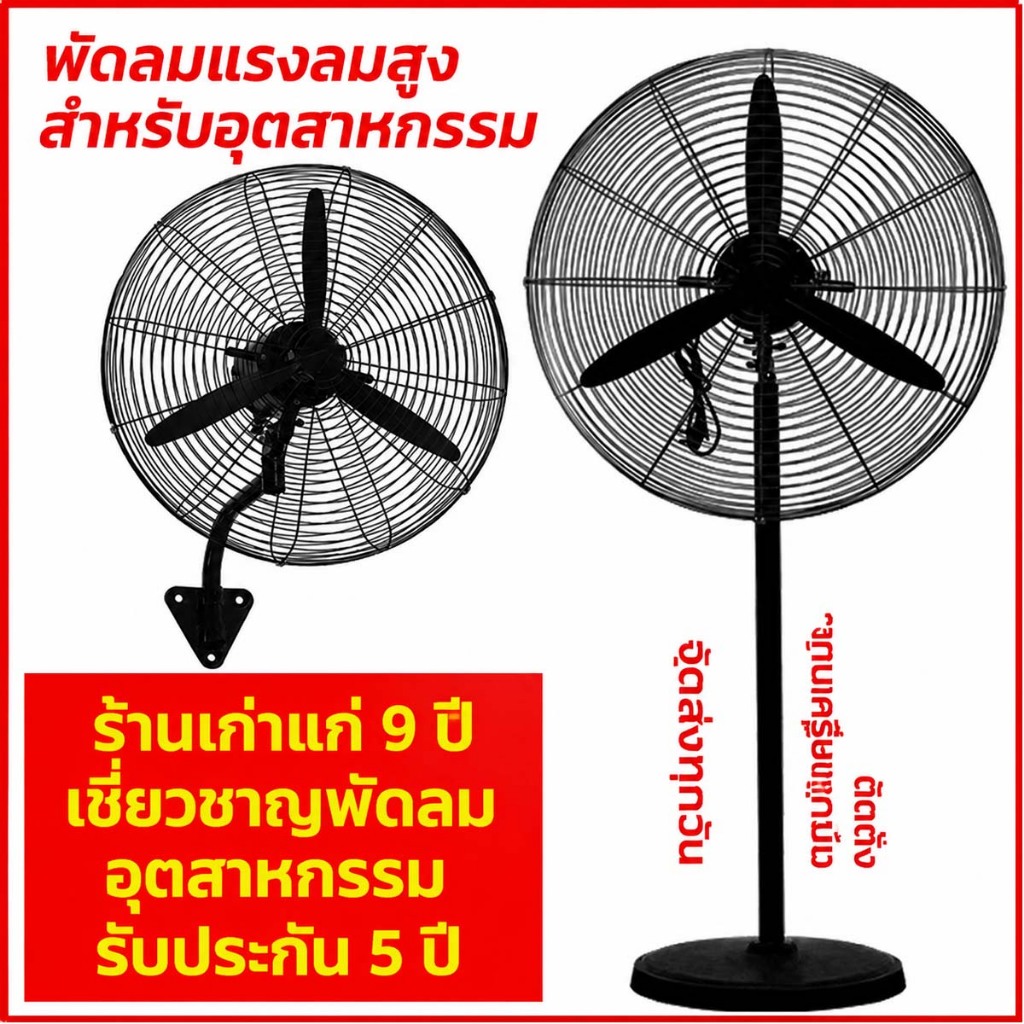 พัดลมอุตสาหกรรม35นิ้ว ประหยัดไฟ ลมแรง เสียงเงียบ กันนิ้ว ตั้งพื้นติดผนังได้