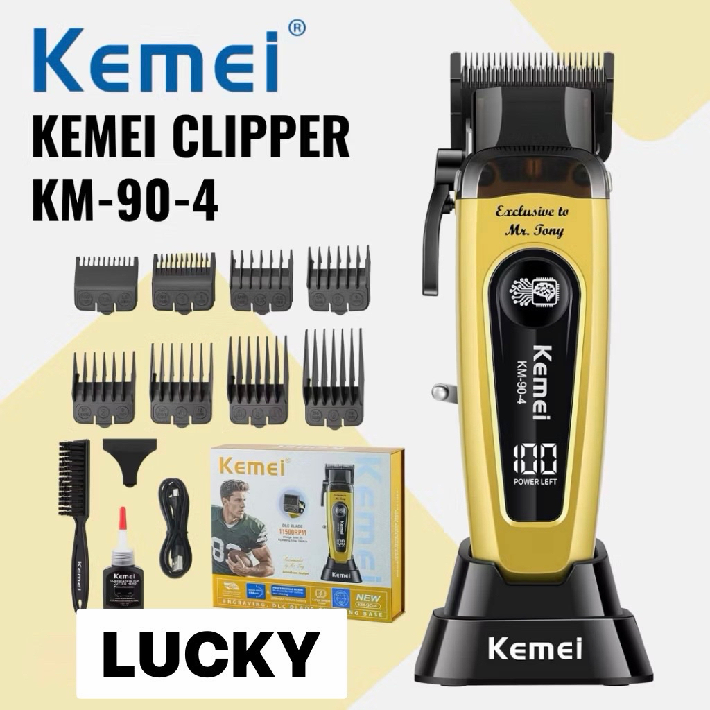 KEMEI ปัตตาเลี่ยนตัดผมรุ่นKM 90-4 แบบไร้สาย รอบหมุน11500RPM มาพร้อมแท่นชาร์จ